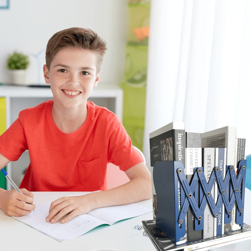 Aobopar Metal Bookends - Heavy Duty Book Holders for Shelves, Suitable for Office, Home and School Use (Dark Blue) - Image 4
